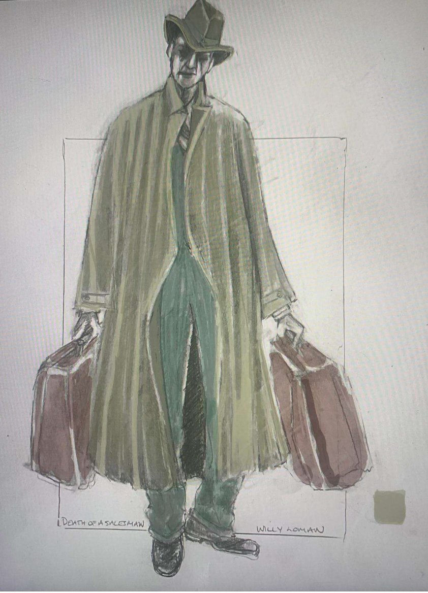 Willy Loman costume sketch by Katrina Lindsay
