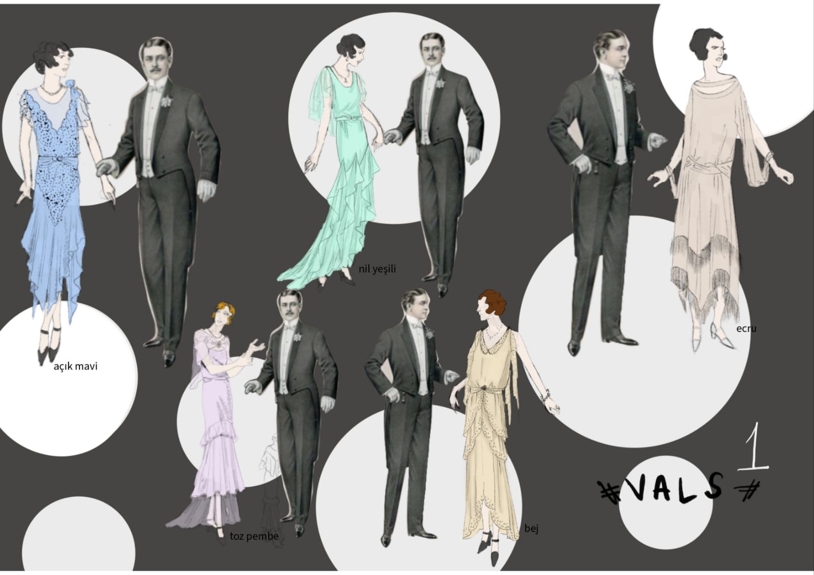 1920s period costume sketches for the Centennial Gala of the Republic of T&uuml;rkiye